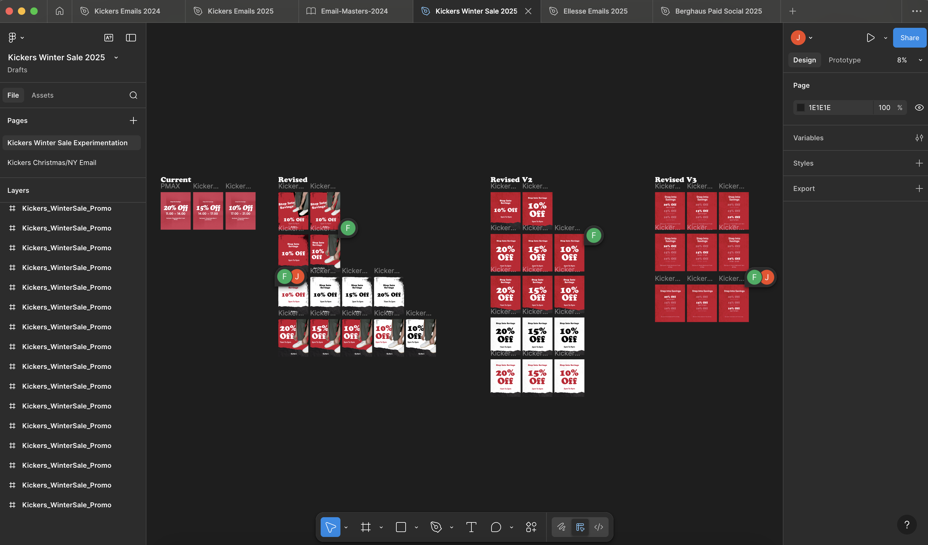 Kickers Winter Sale campaign iterations